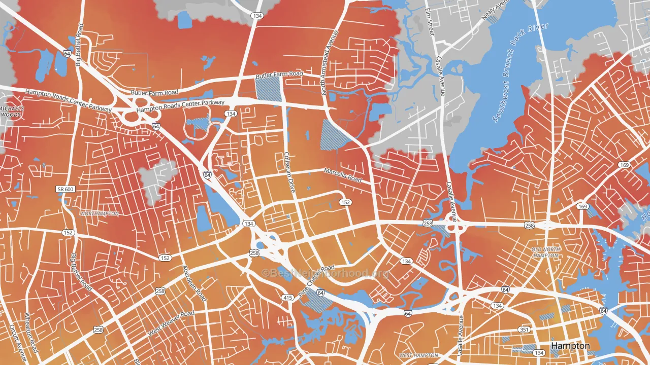 Transit Grade map of Mercury Central, Hampton, VA