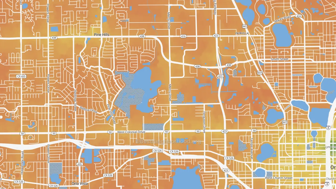 Transit Grade map of Mercy Drive, Orlando, FL