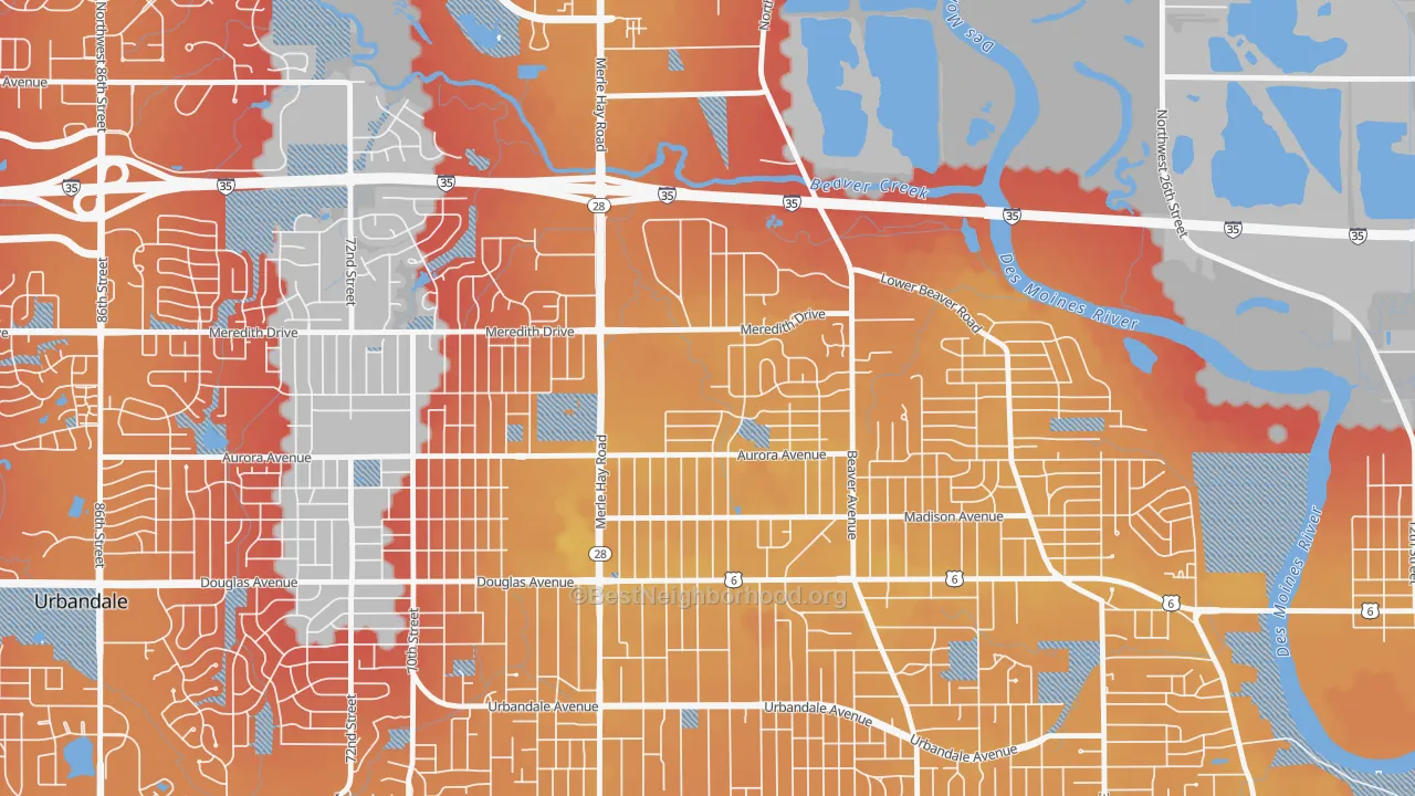Transit Grade map of Meredith, Des Moines, IA