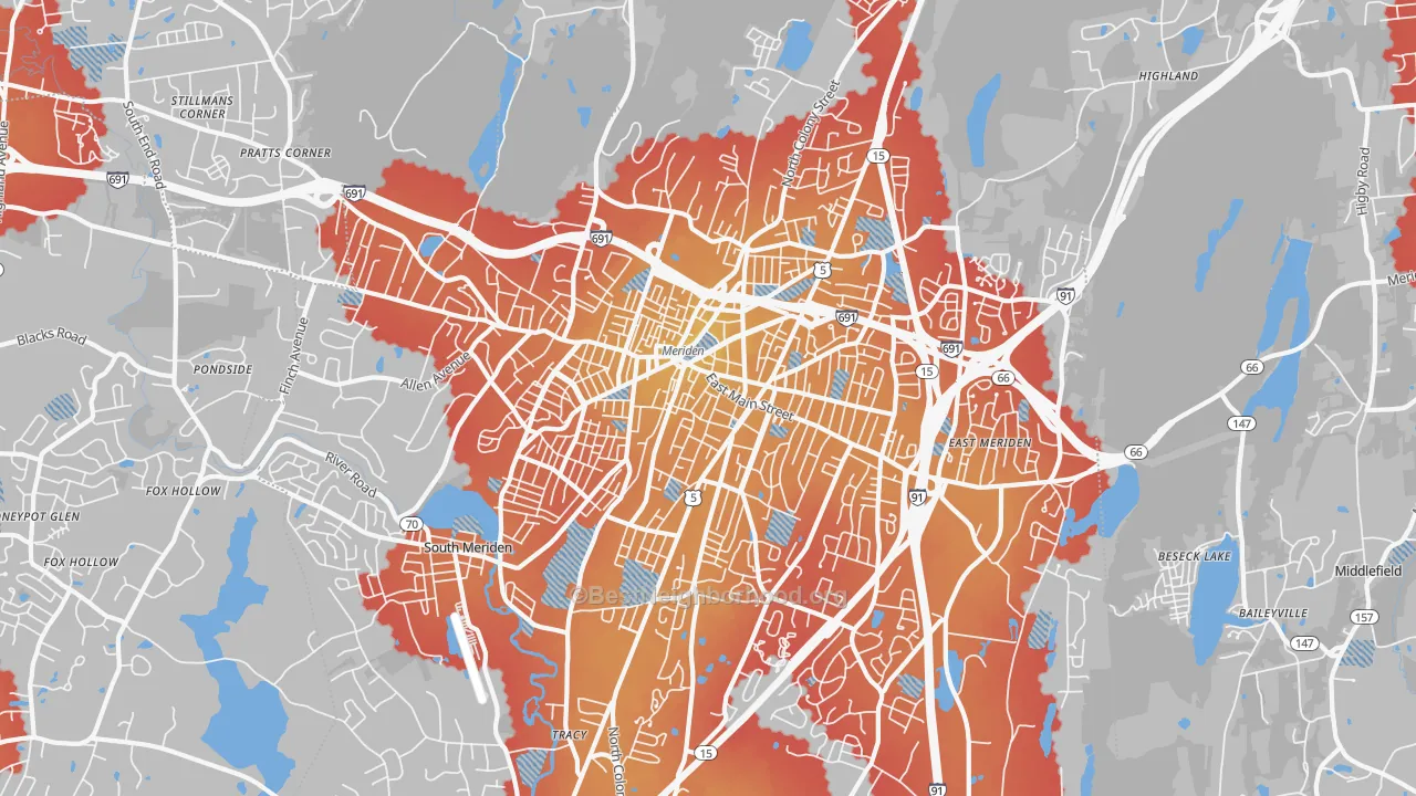 Transit Grade map of Meriden, CT