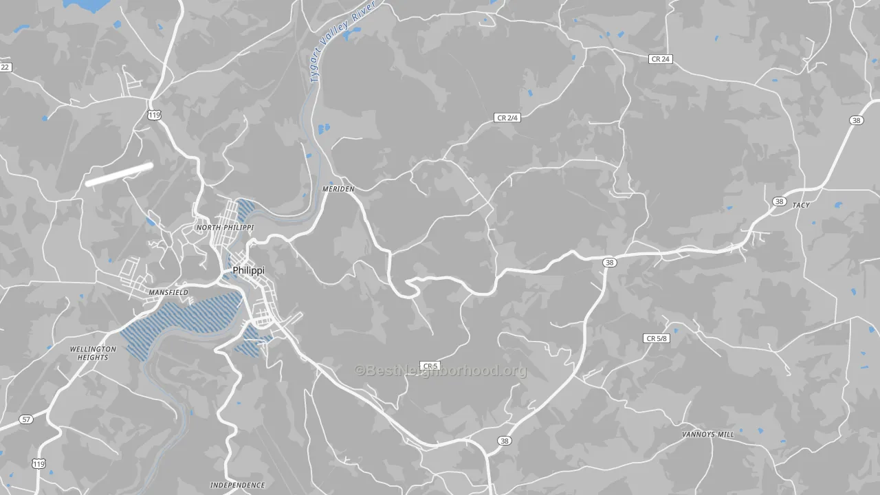 Transit Grade map of Meriden, WV