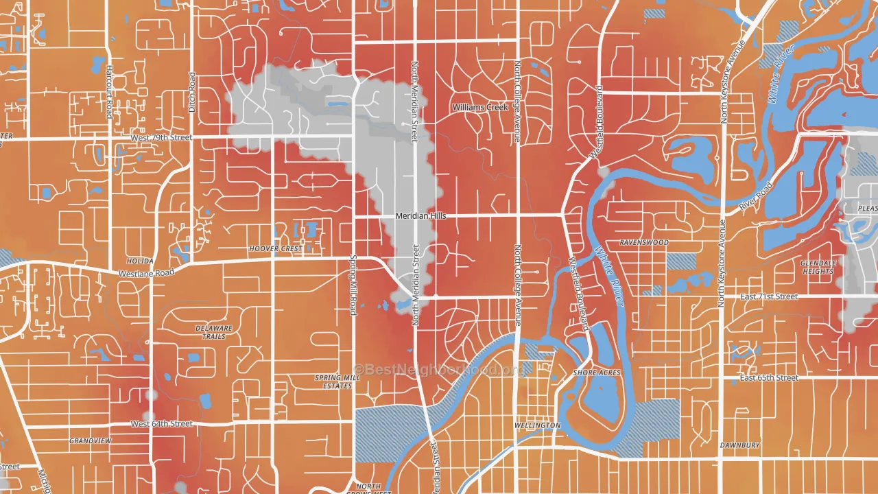 Transit Grade map of Meridian Hills, IN