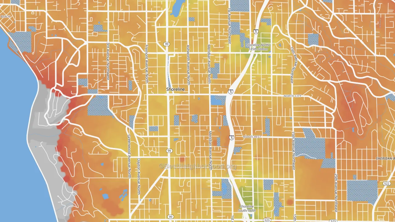 Transit Grade map of Meridian Park, Shoreline, WA