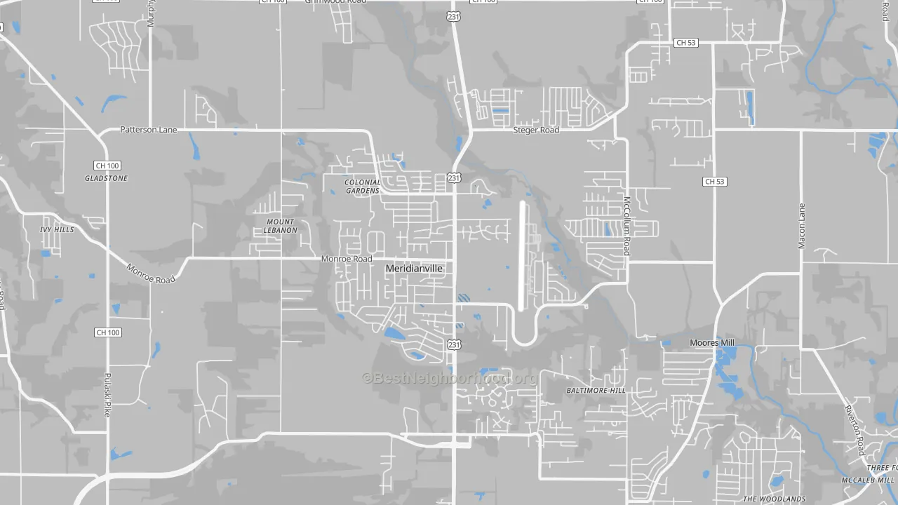 Transit Grade map of Meridianville, AL