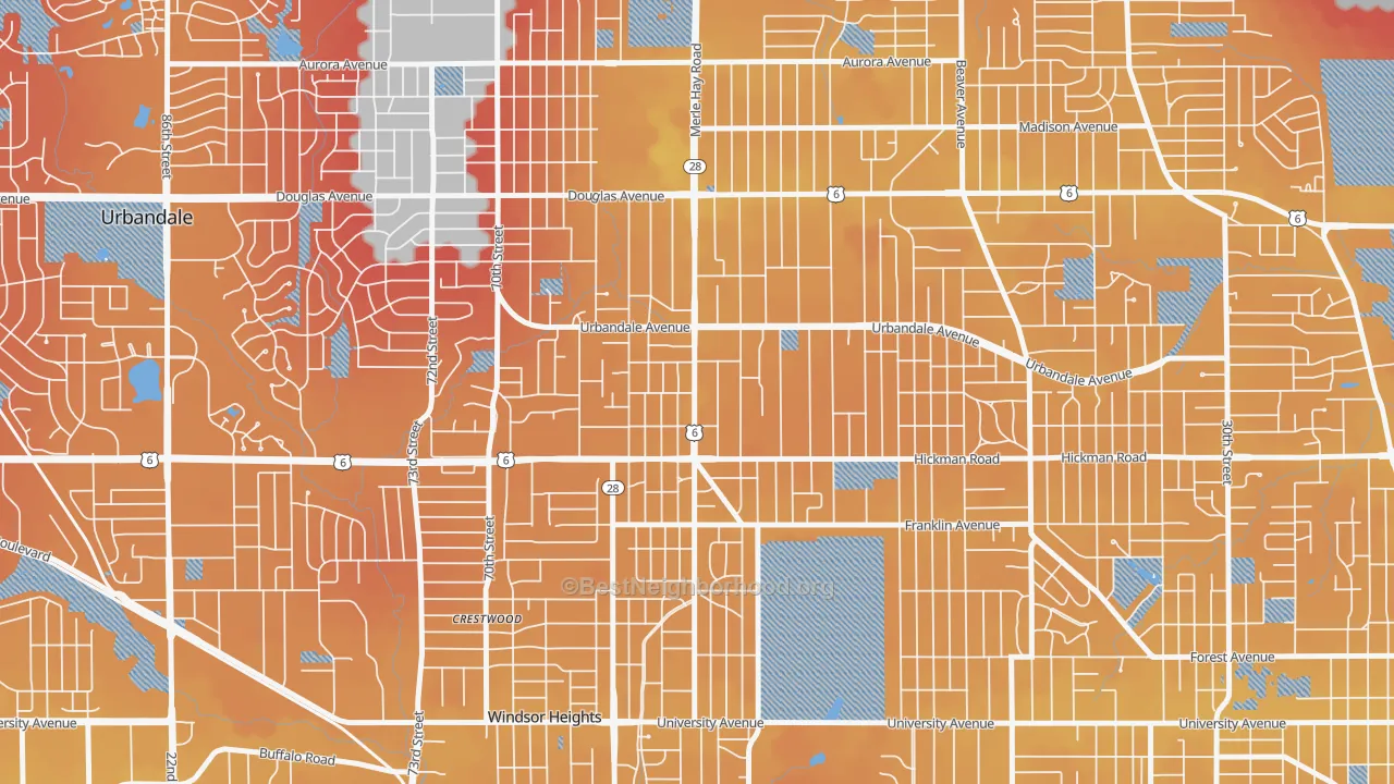 Transit Grade map of Merle Hay, Des Moines, IA