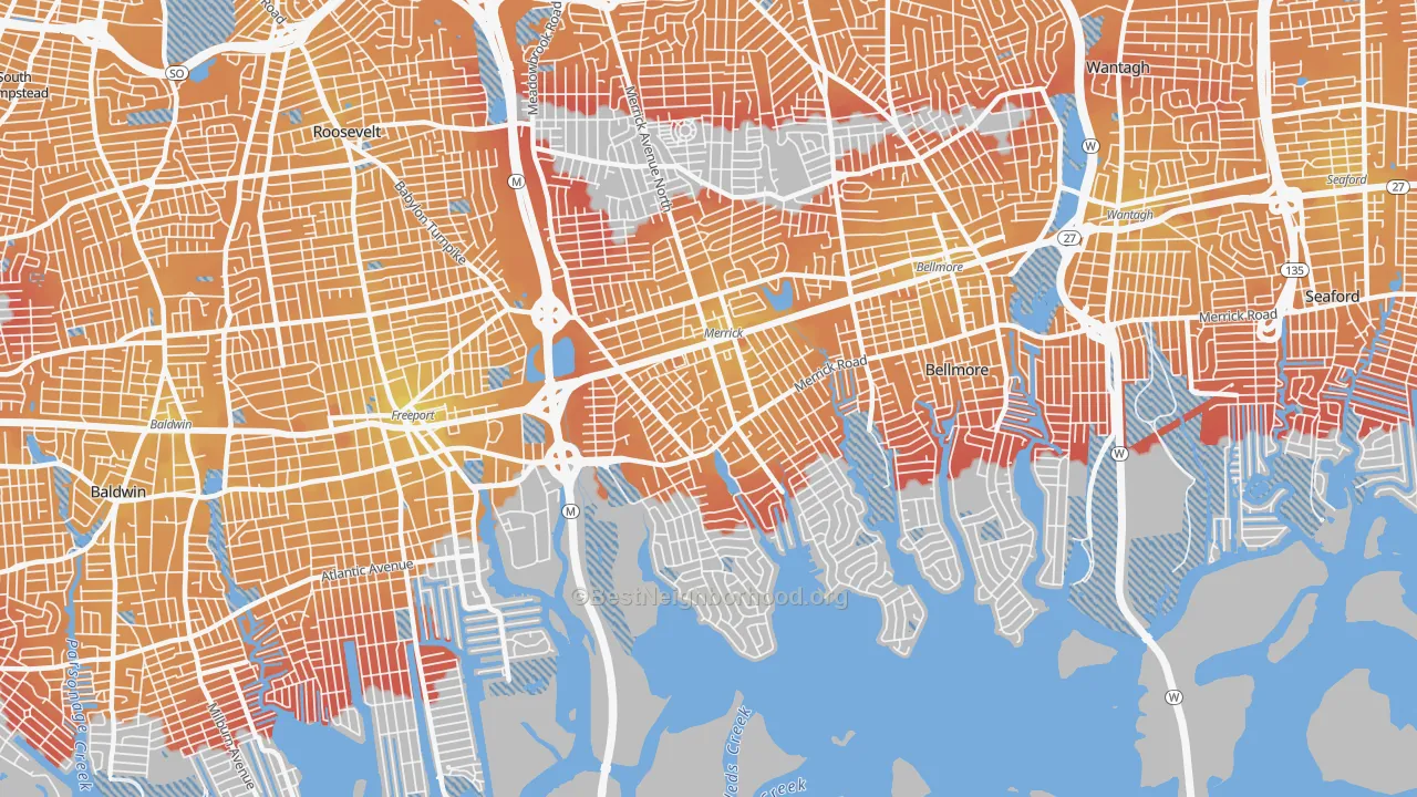 Transit Grade map of Merrick, NY