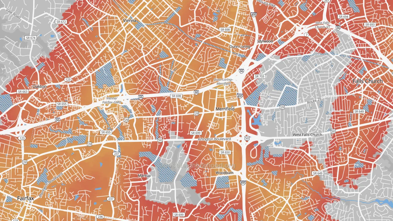 Transit Grade map of Merrifield, Fairfax, VA