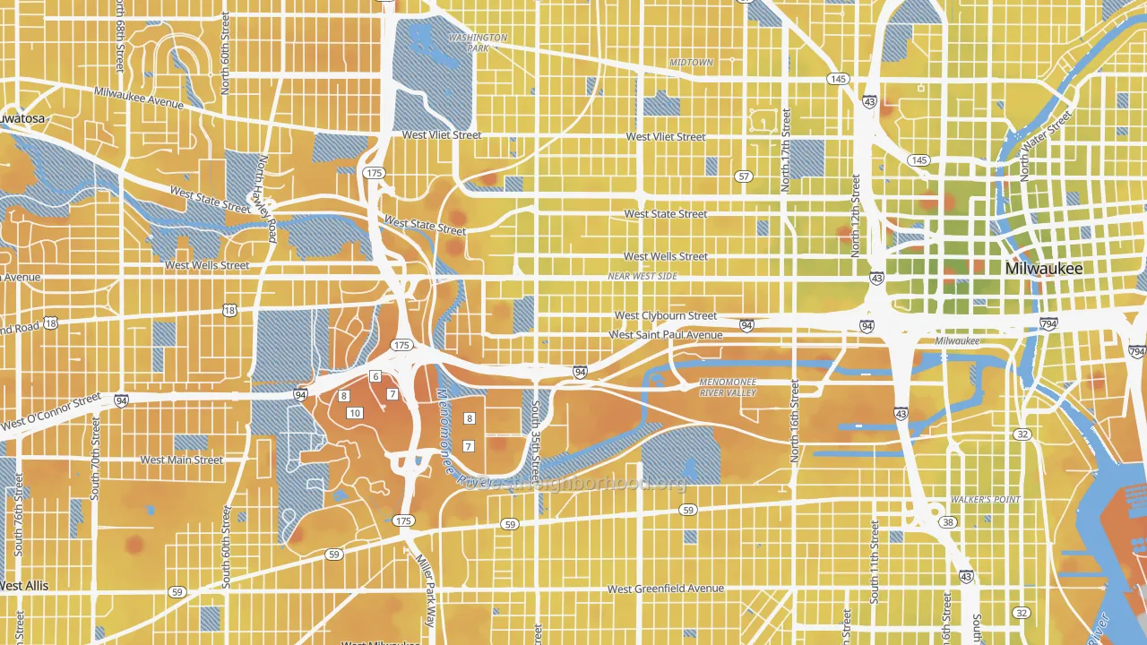 Transit Grade map of Merrill Park, Milwaukee, WI