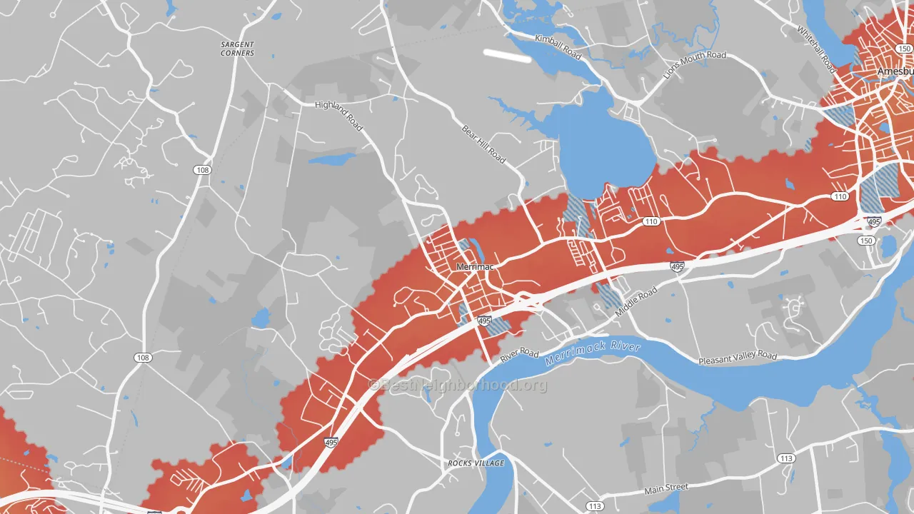 Transit Grade map of Merrimac, MA