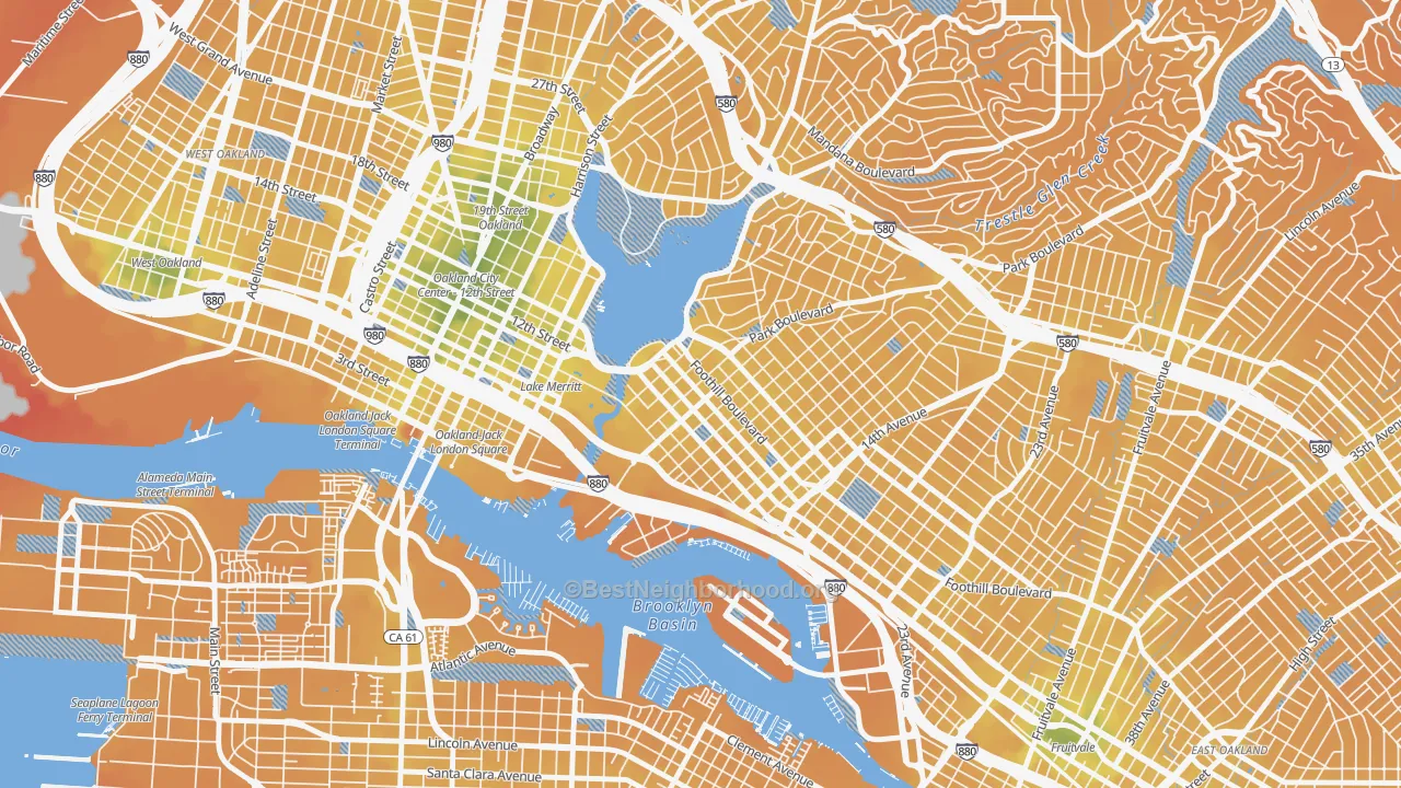 Transit Grade map of Merritt, Oakland, CA