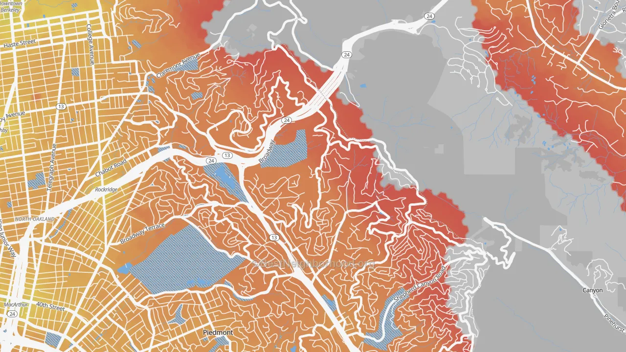 Transit Grade map of Merriwood, Oakland, CA