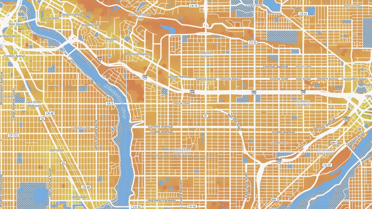 Transit Grade map of Merrlam Park, St. Paul, MN