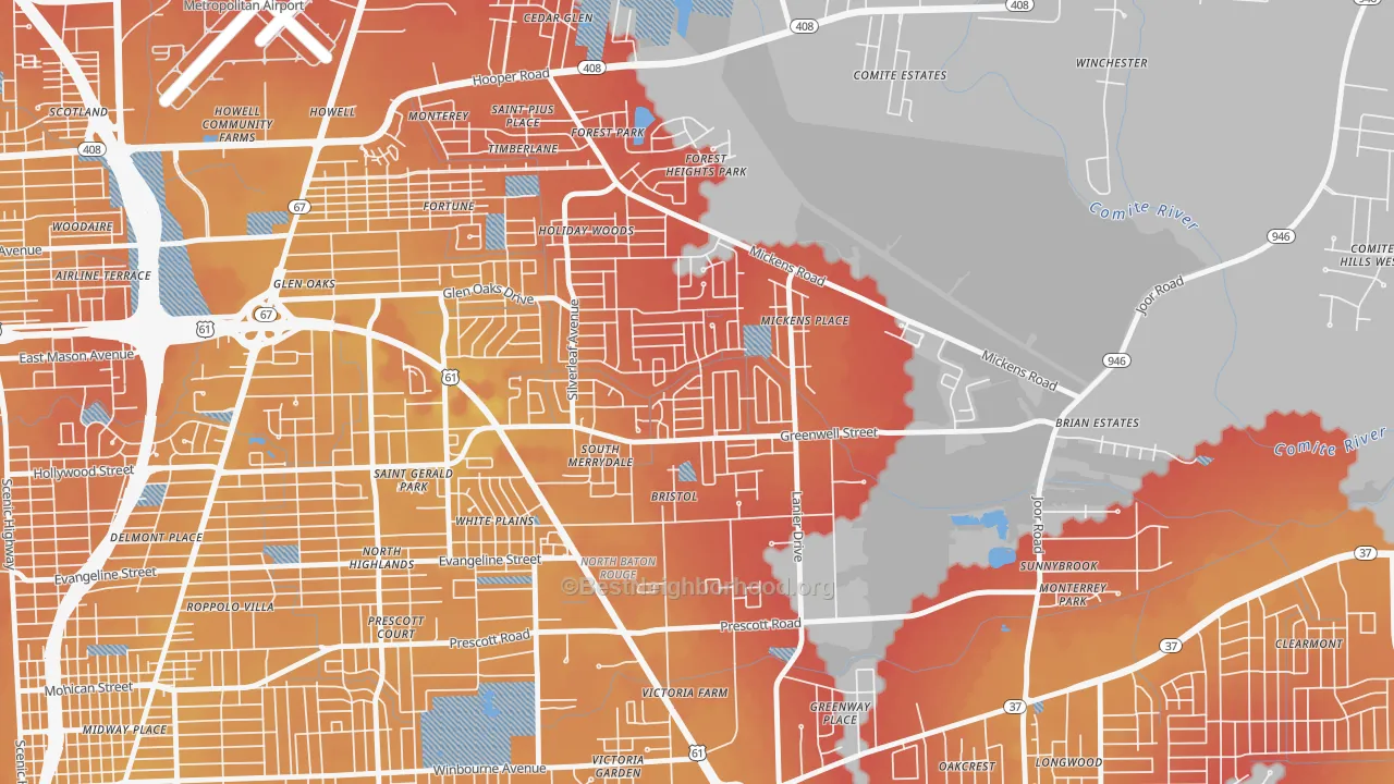 Transit Grade map of Merrydale, LA
