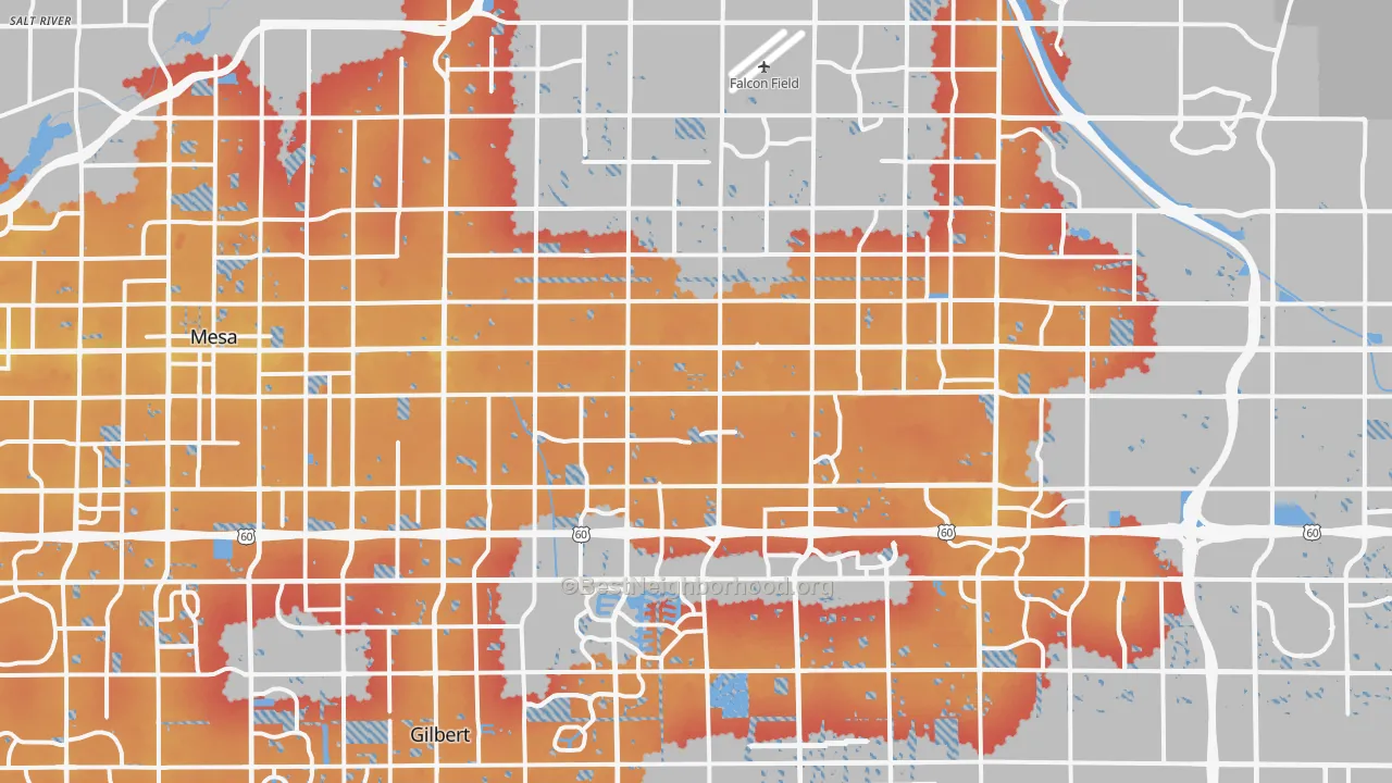 Transit Grade map of Mesa, AZ