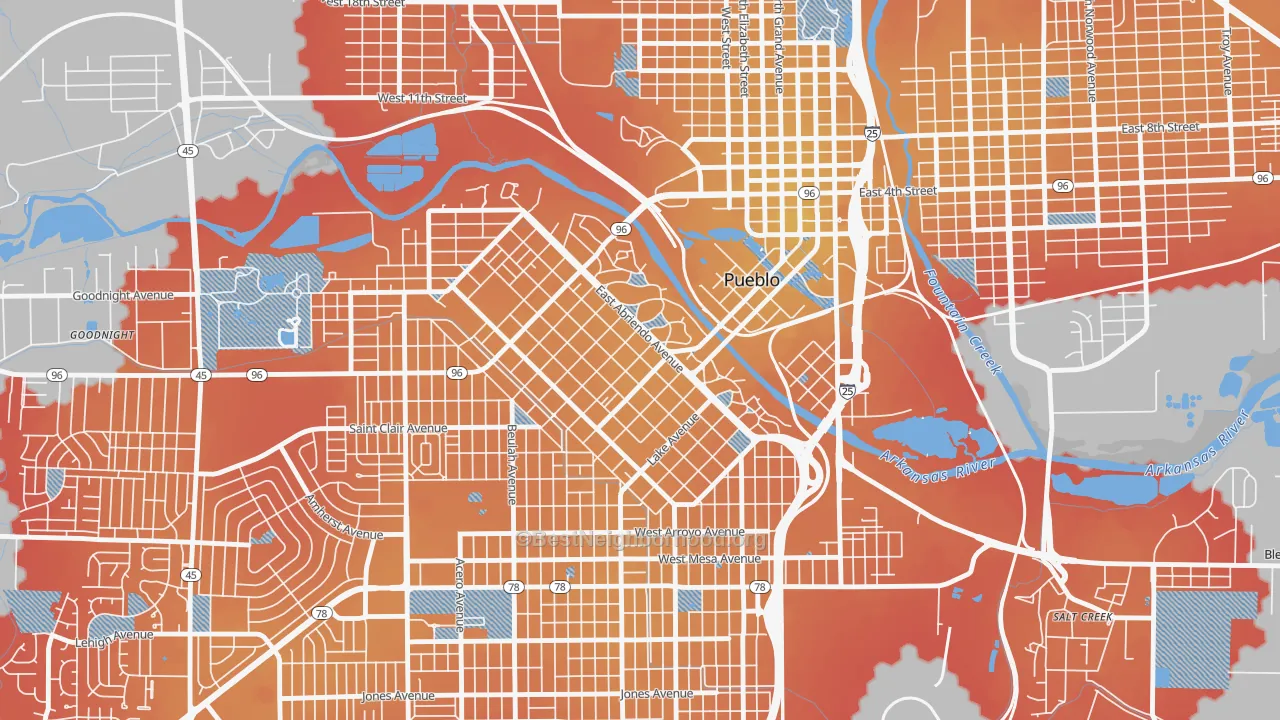 Transit Grade map of Mesa Junction, Pueblo, CO