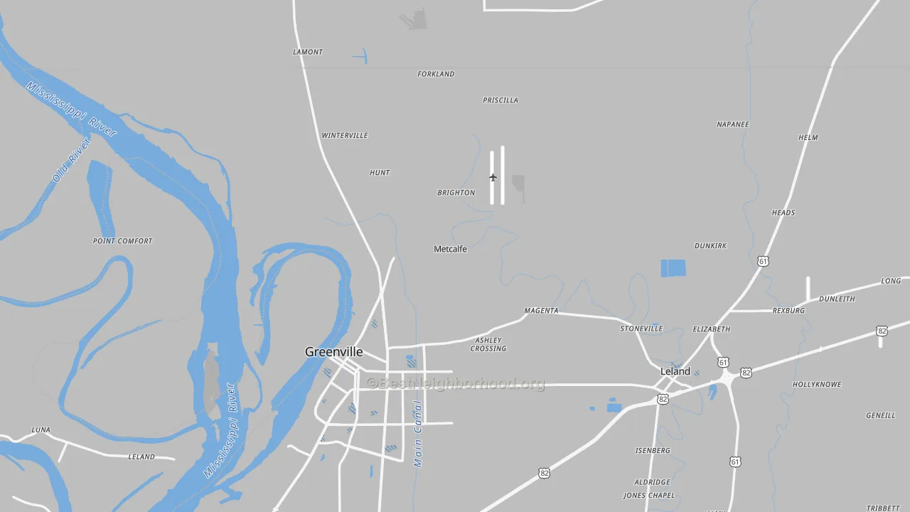 Transit Grade map of Metcalfe, MS
