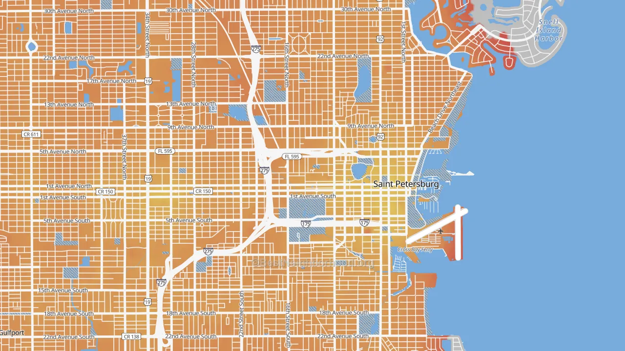 Transit Grade map of Methodist Town, St. Petersburg, FL