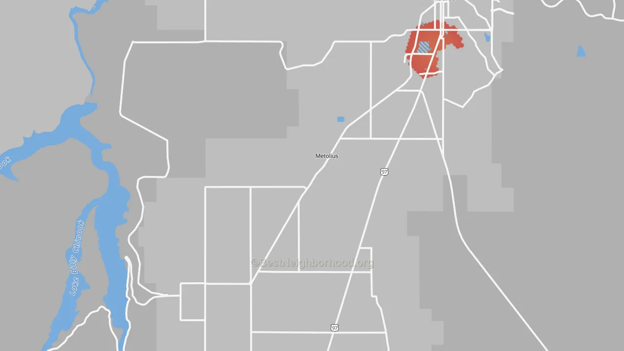 Transit Grade map of Metolius, OR