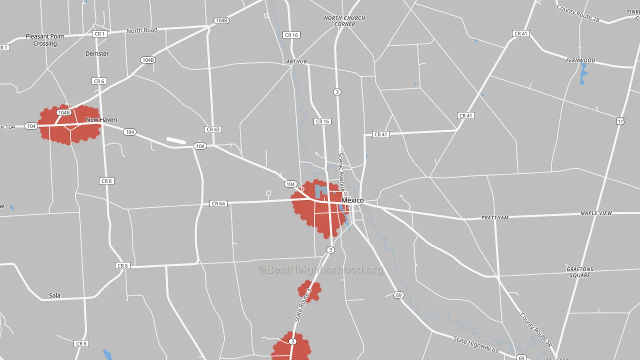 Transit Grade map of Mexico, NY