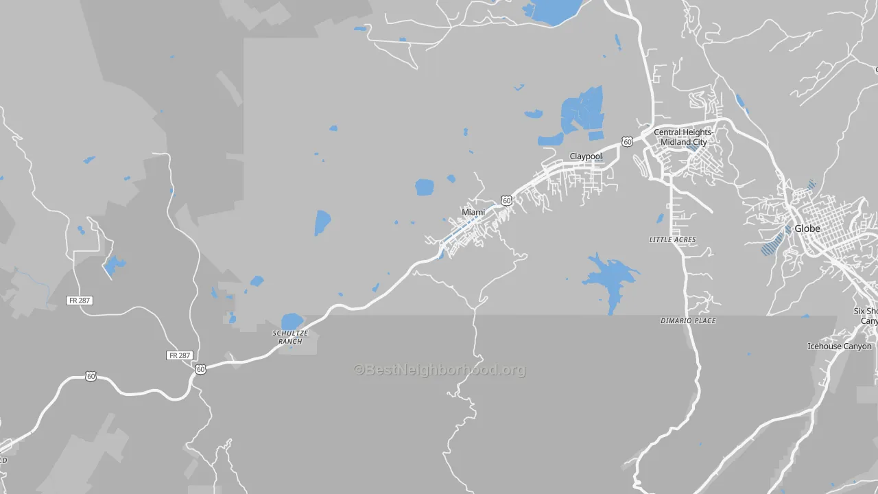 Transit Grade map of Miami, AZ