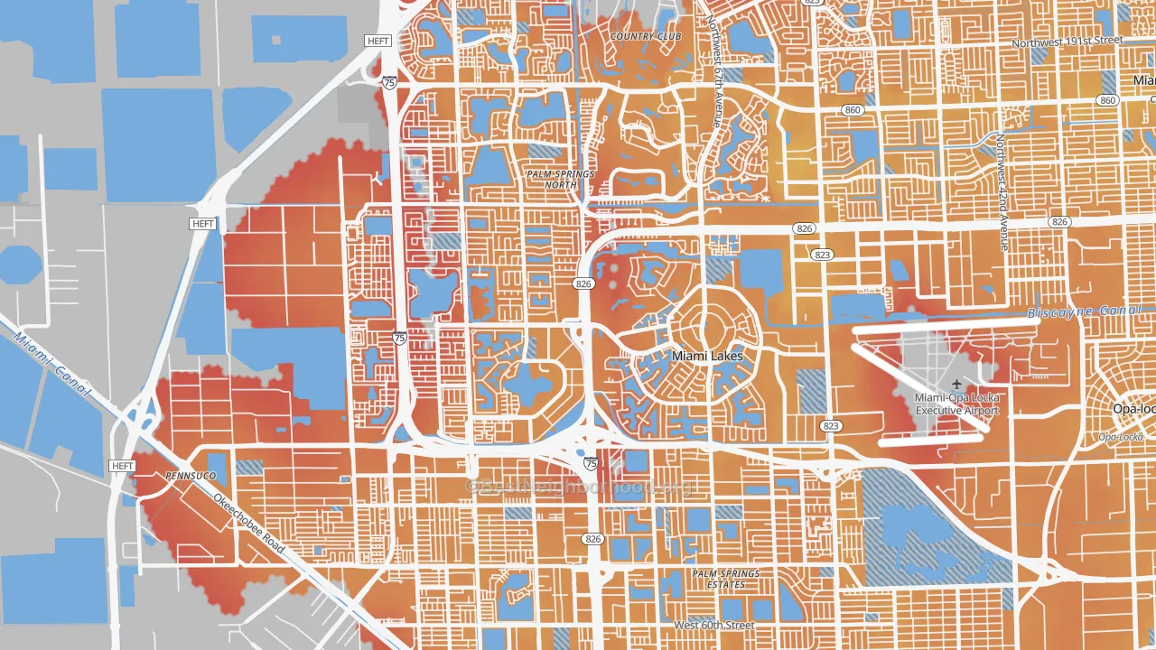 Transit Grade map of Miami Lakes, FL