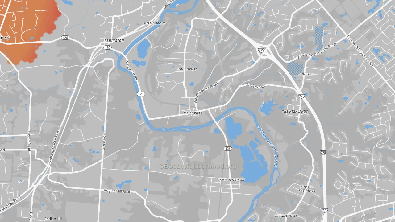 Transit Grade map of Miamiville, OH