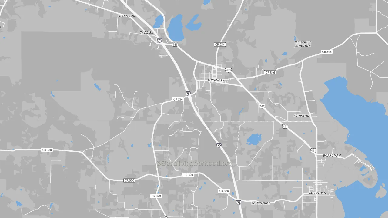 Transit Grade map of Micanopy, FL