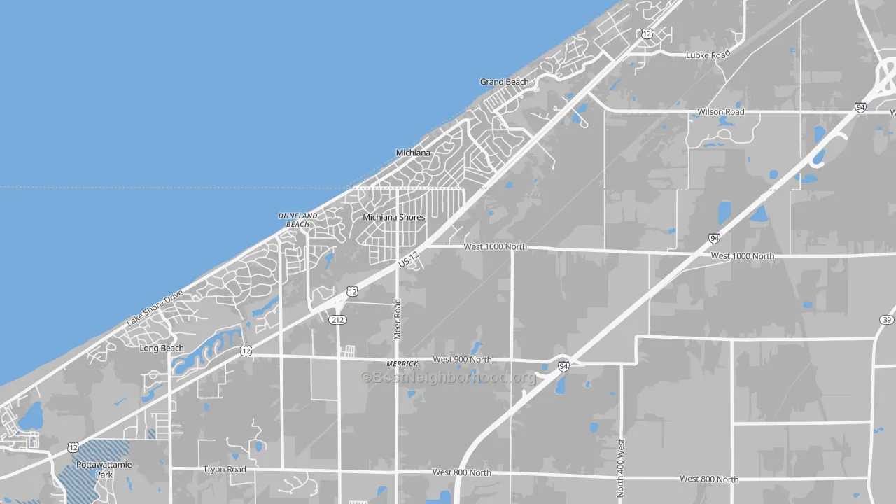 Transit Grade map of Michiana Shores, IN