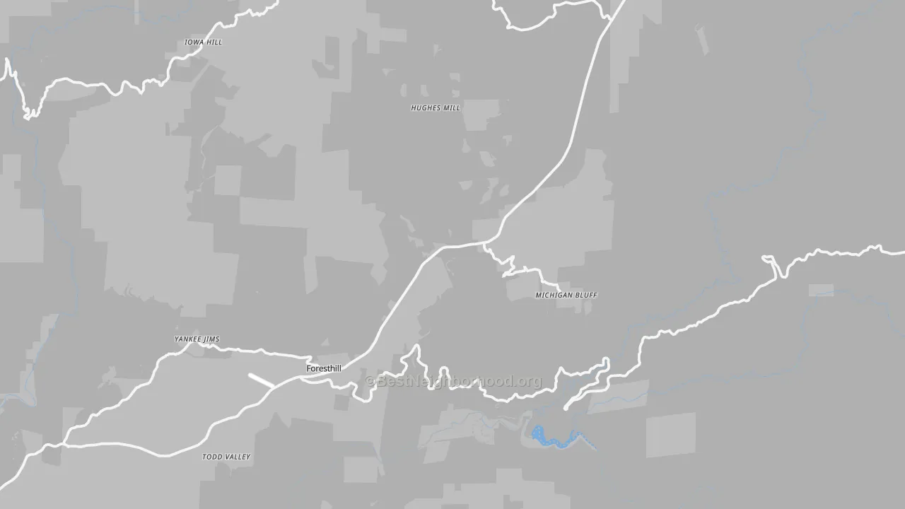 Transit Grade map of Michigan Bluff, CA