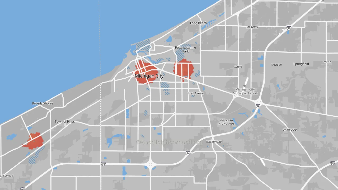 Transit Grade map of Michigan City, IN