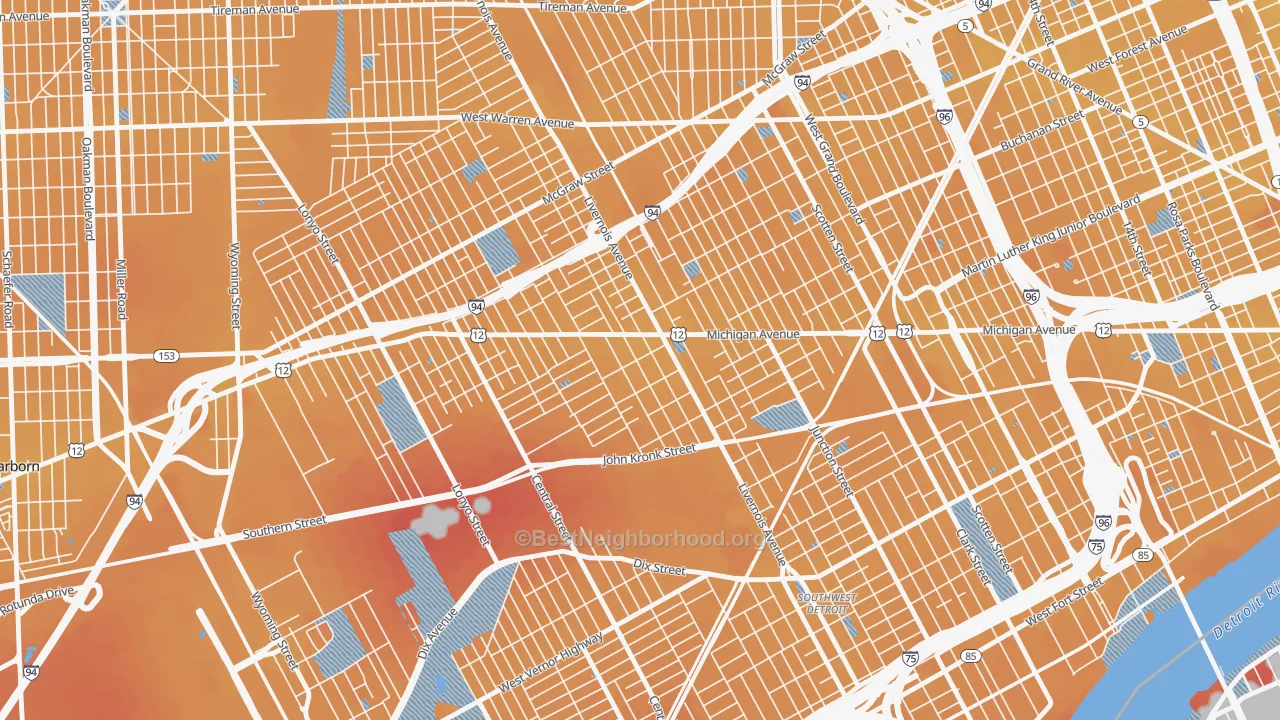 Transit Grade map of Michigan-Martin, Detroit, MI