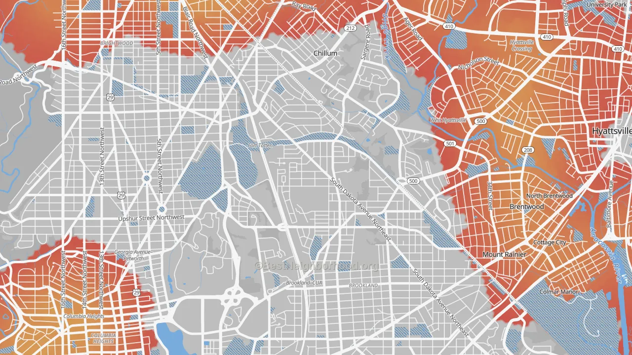 Transit Grade map of Michigan Park, Washington, DC