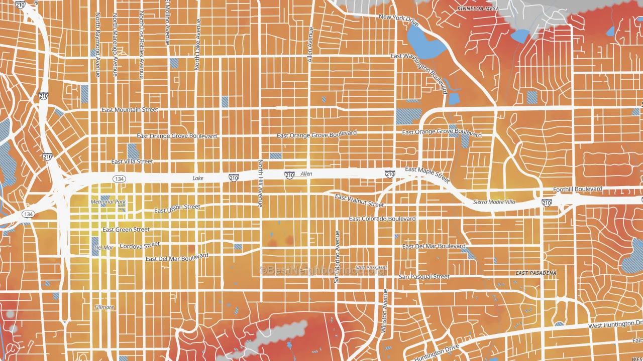 Transit Grade map of Mid Central, Pasadena, CA