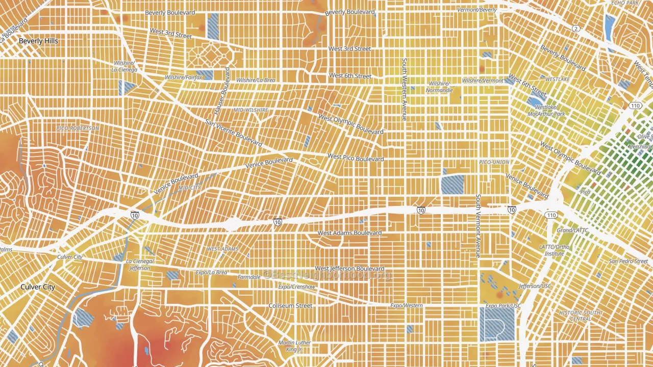 Transit Grade map of Mid City, Los Angeles, CA