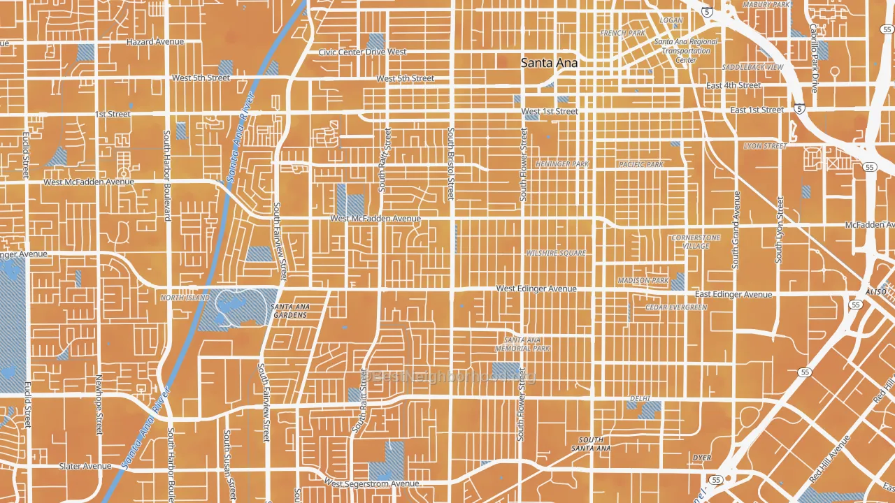 Transit Grade map of Mid City-Santa Ana, Santa Ana, CA