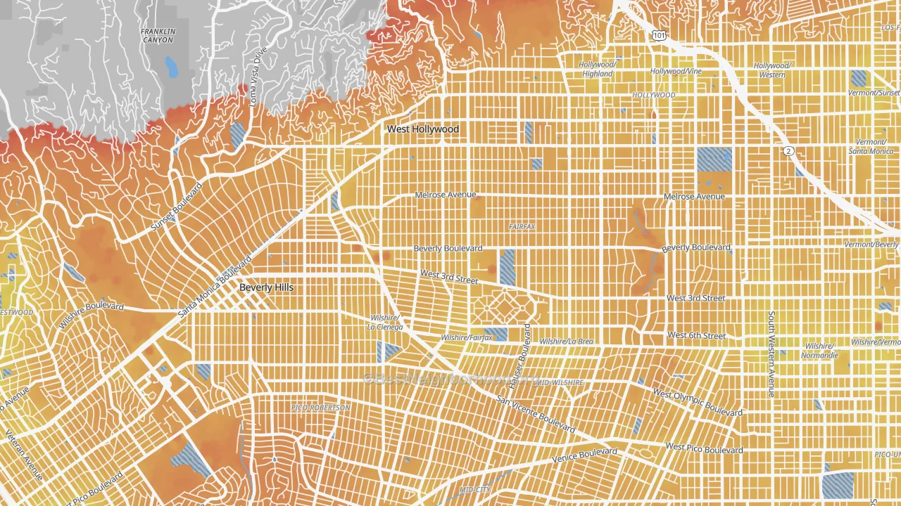 Transit Grade map of Mid City West, Los Angeles, CA