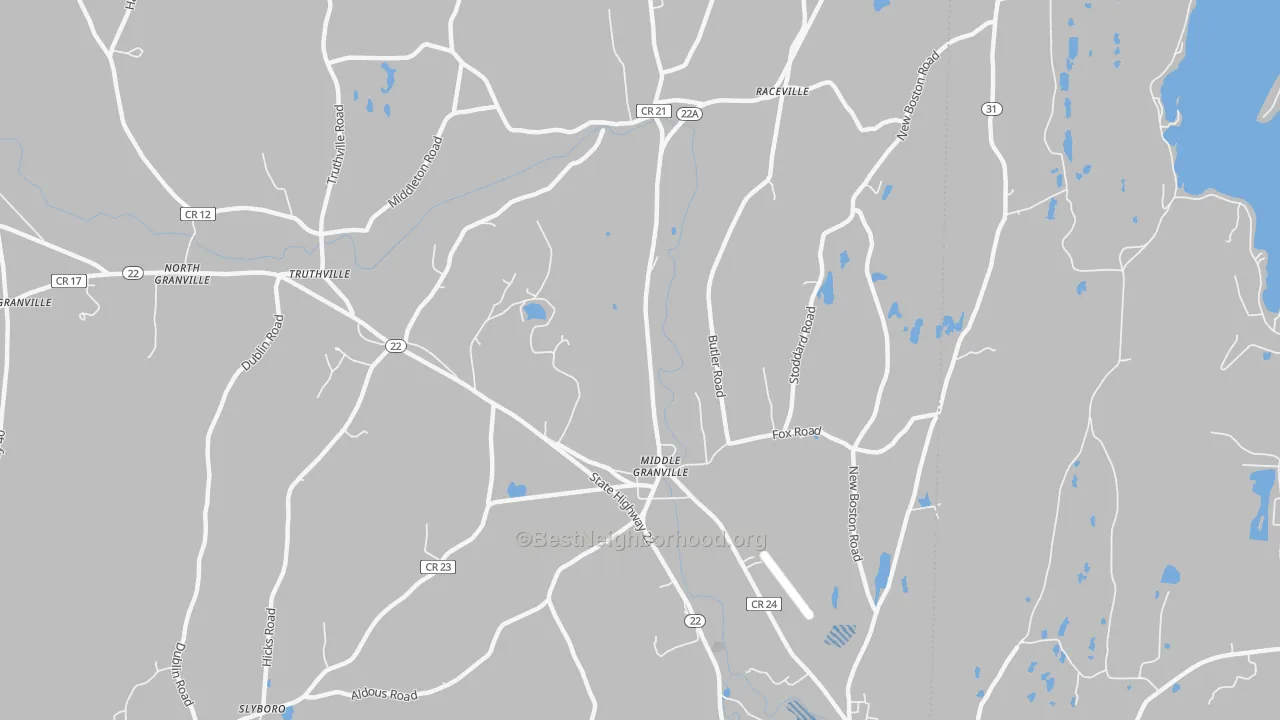 Transit Grade map of Middle Granville, NY