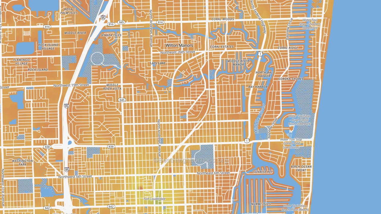 Transit Grade map of Middle River Terrace, Fort Lauderdale, FL