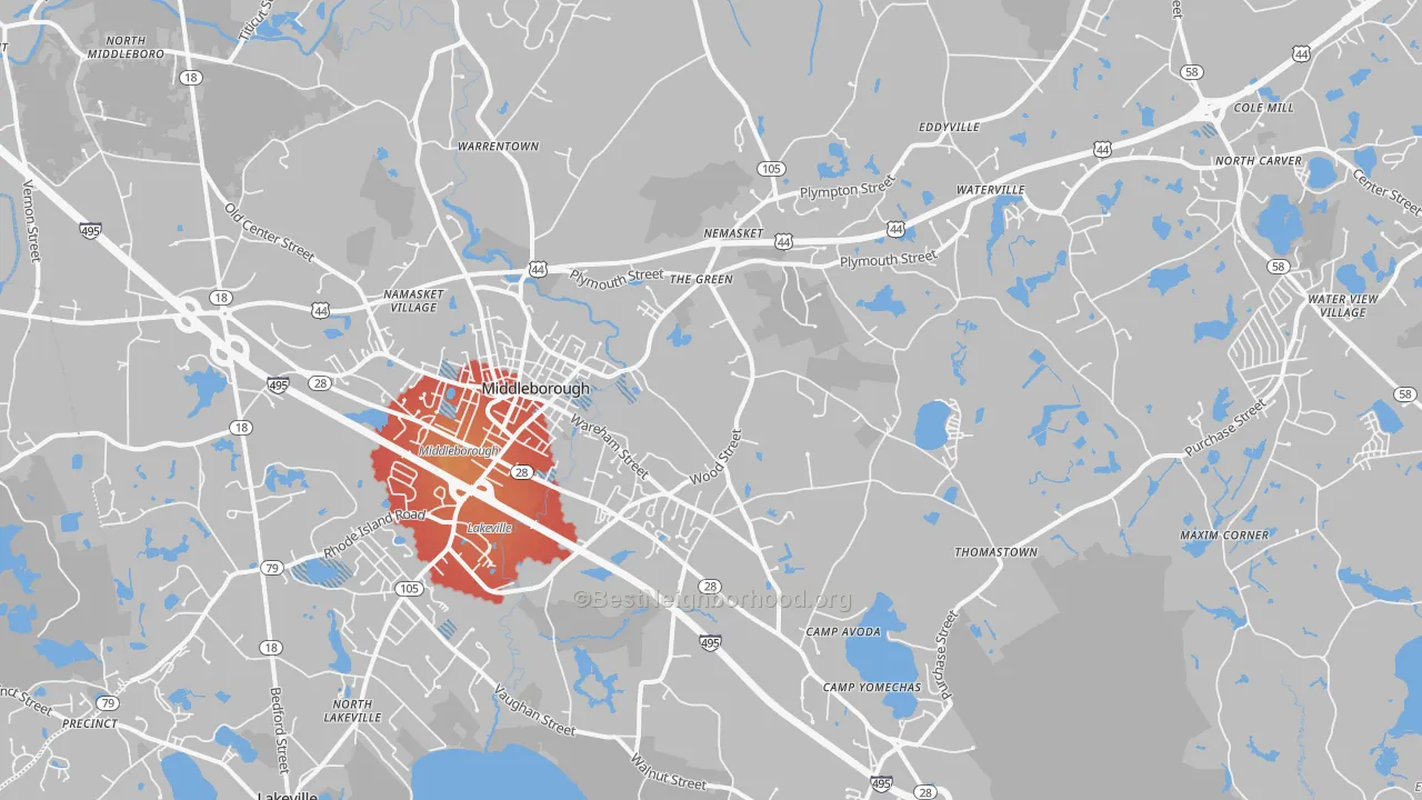 Transit Grade map of Middleboro, MA