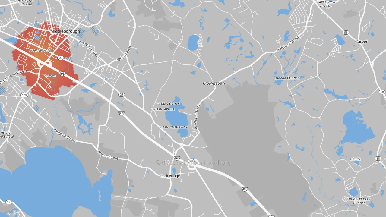 Transit Grade map of Middleborough, MA