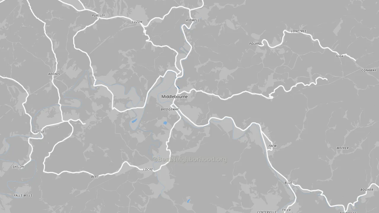 Transit Grade map of Middlebourne, WV
