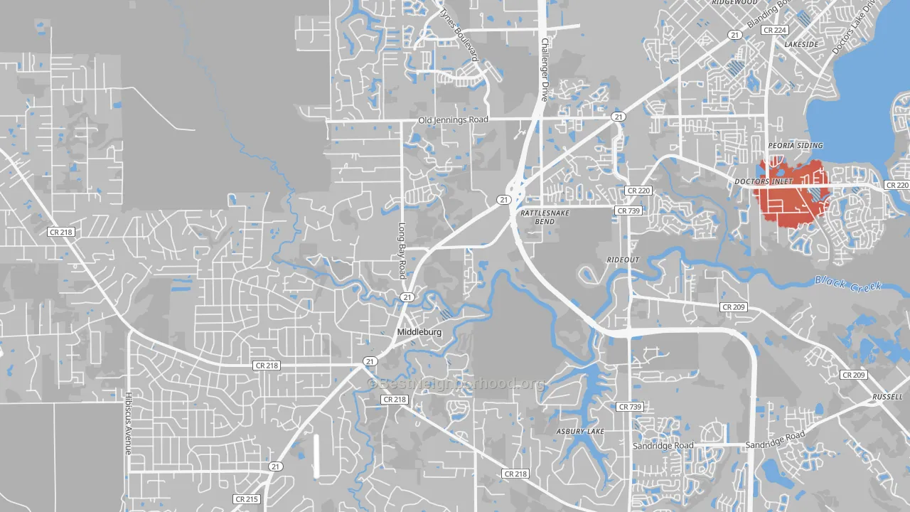 Transit Grade map of Middleburg, FL