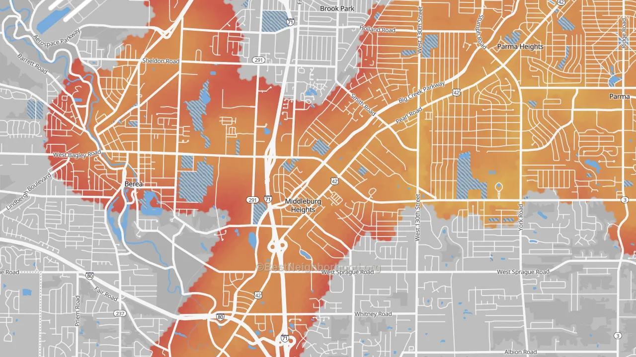 Transit Grade map of Middleburg Heights, OH