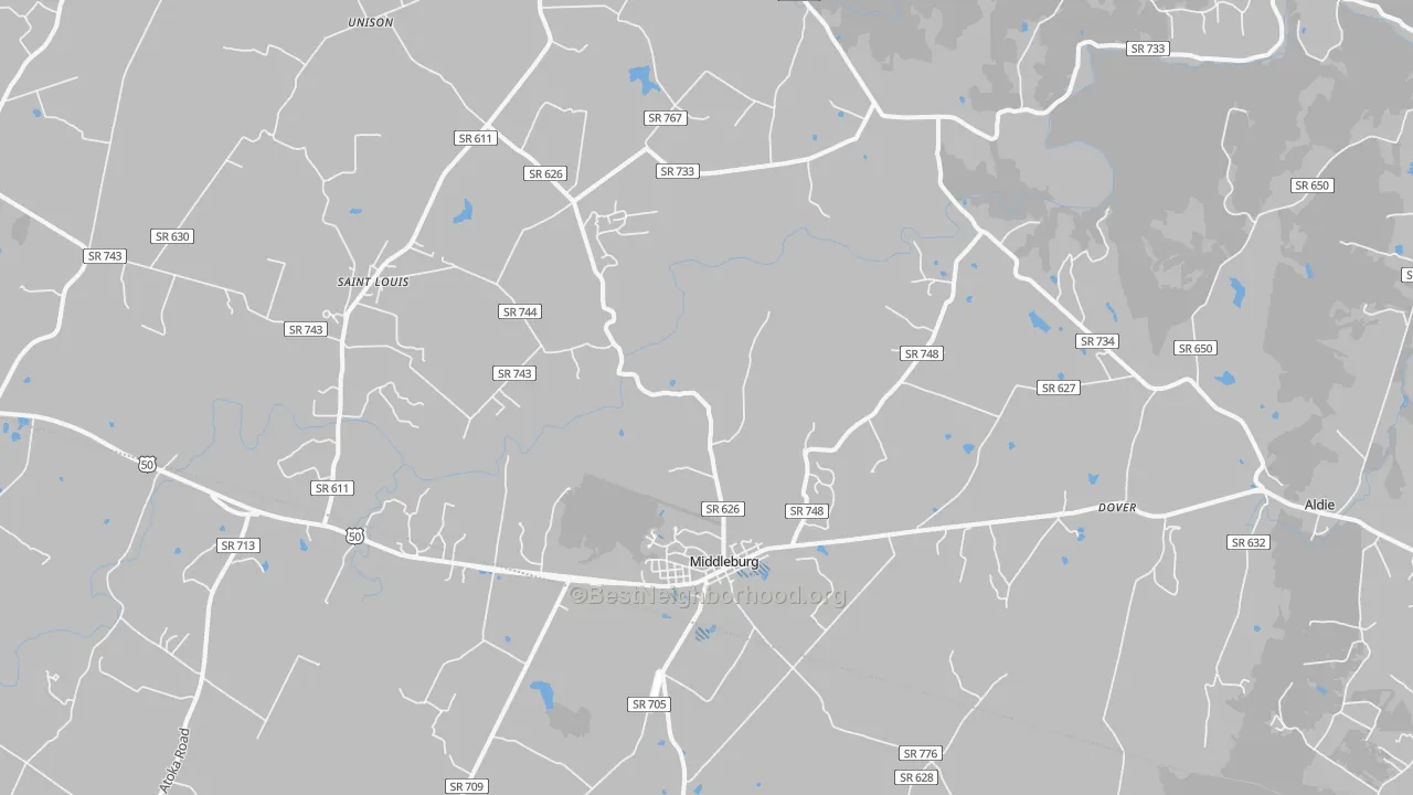 Transit Grade map of Middleburg, VA