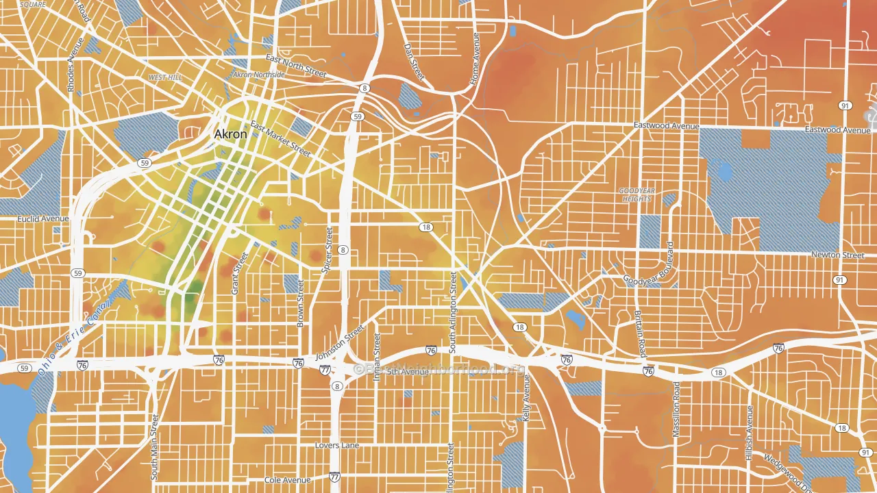 Transit Grade map of Middlebury, Akron, OH