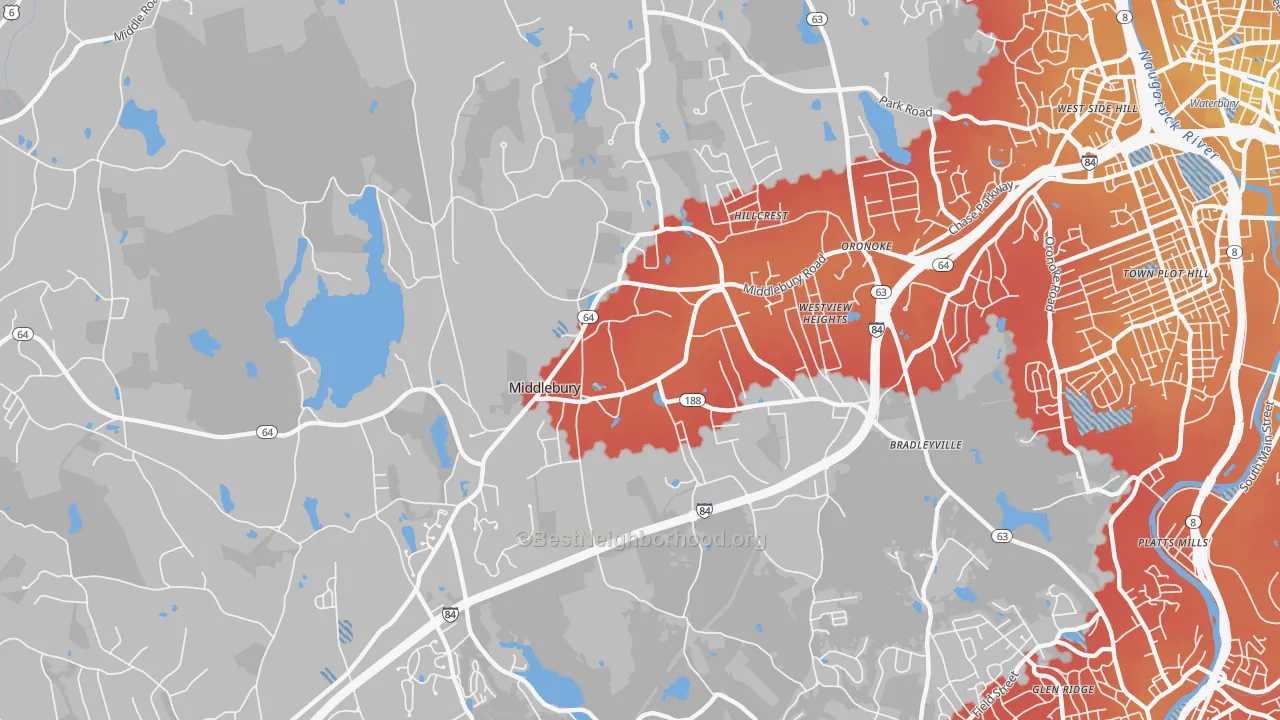 Transit Grade map of Middlebury, CT
