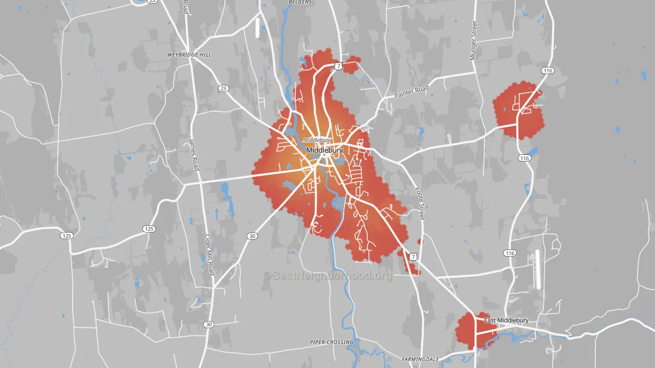 Transit Grade map of Middlebury, VT