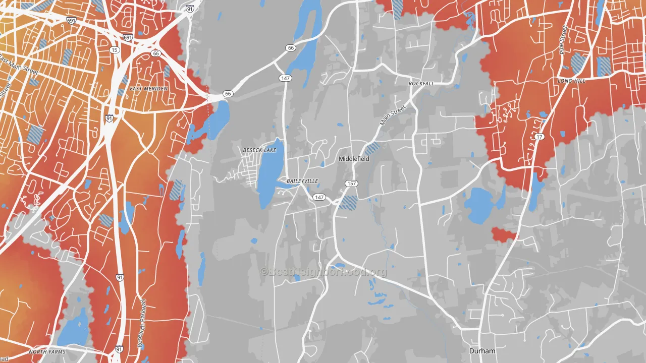 Transit Grade map of Middlefield, CT