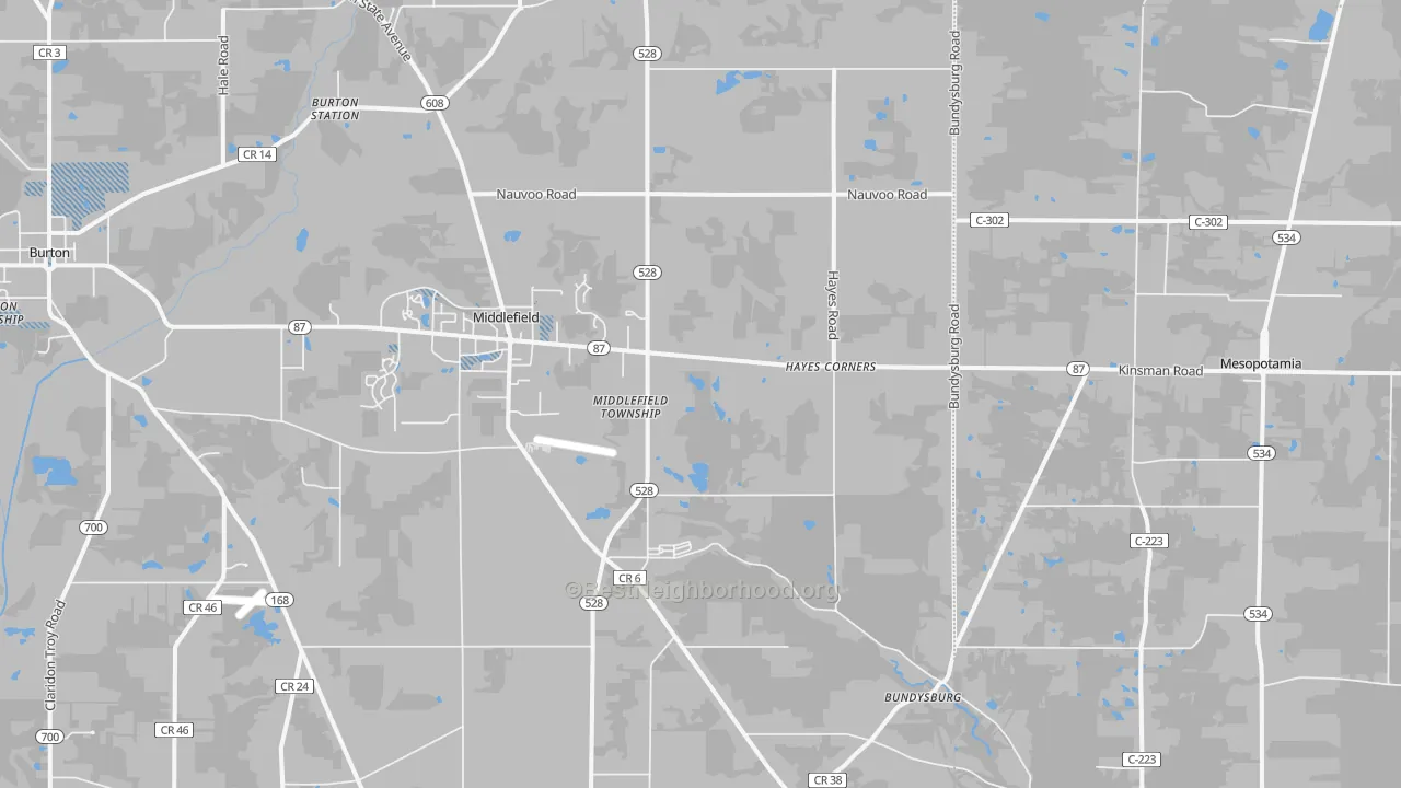 Transit Grade map of Middlefield, OH
