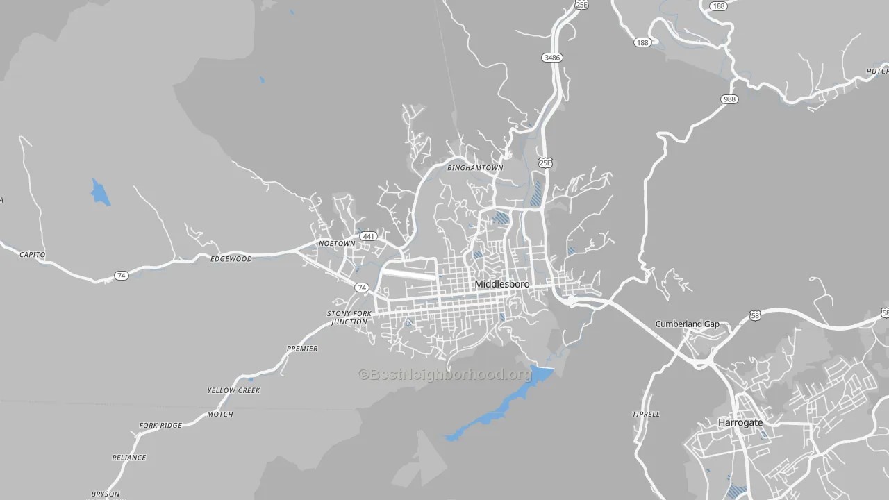 Transit Grade map of Middlesboro, KY